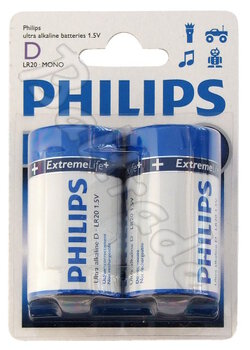 2 x Philips ExtremeLife LR20 D (blister)