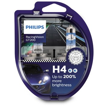 żarówki samochodowe H4 Philips Racing Vision GT +200% - 2 sztuki 