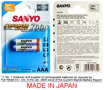 200 x Sanyo R03 AAA Ni-MH 1000mAh