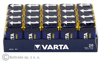 200x bateria alkaliczna Varta Industrial PRO 6LR61/9V 4022 (karton)