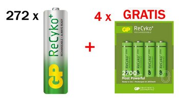 272 x R6/AA GP ReCyko+ 2000mAh - pakowane luzem + GRATIS 16szt R6 Recyko+ 2700 series 2600mAh
