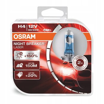 2x Osram H4 Night Breaker LASER + 150% światła (duo pack)