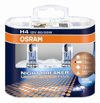 2x Osram H4 NightBreaker PLUS + 90% światła Limitowana Edycja (duo pack)