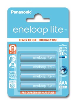 4 x akumulatorki Panasonic Eneloop Lite R03 AAA 550mAh BK-4LCCE/4BE (blister)