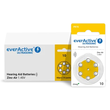 30 x baterie do aparatów słuchowych everActive ULTRASONIC 10