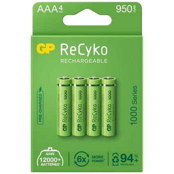 4 x akumulatorki AAA / R03 GP ReCyko 1000 Series Ni-MH 950mAh