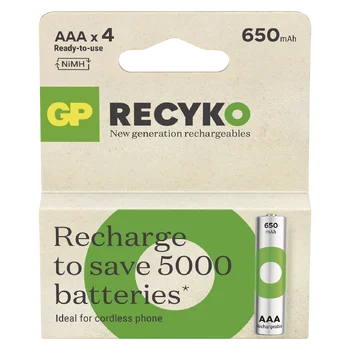 4 x akumulatorki AAA / R03 Ni-MH GP ReCyko 650mAh