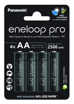 4 x akumulatorki Panasonic Eneloop PRO NEW R6 AA 2500mAh BK-3HCDE/4BE (blister)