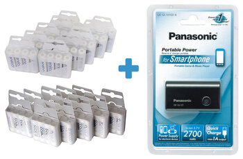 40+40 x Panasonic Eneloop R6/AA i R03/AAA - pakowane 4 szt. / box + Portable Power Panasonic QE-QL101EE-K
