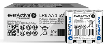 40 x baterie alkaliczne everActive Pro LR6 / AA (kartonik)