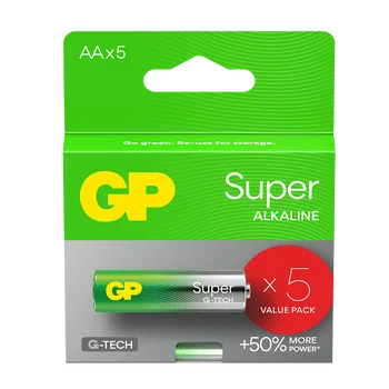 Baterie AA LR6 alkaliczne GP Super pakowane po 5 sztuk