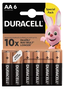 Baterie AA LR6 pakowane po 6 sztuk w blistrze. Duracell.