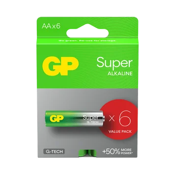 Baterie AA LR6 alkaliczne GP Super pakowane po 6 sztuk