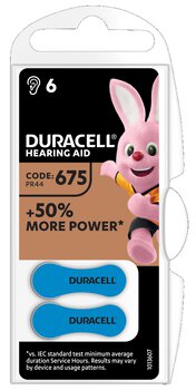 6 x baterie do aparatów słuchowych Duracell Easy Tab 675