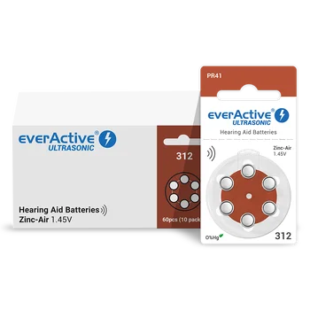 6 x baterie do aparatów słuchowych everActive ULTRASONIC 312