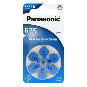 6 x baterie do aparatów słuchowych Panasonic 675 / PR675 / PR44
