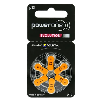 6 x baterie do aparatów słuchowych Power One Evolution Varta 13