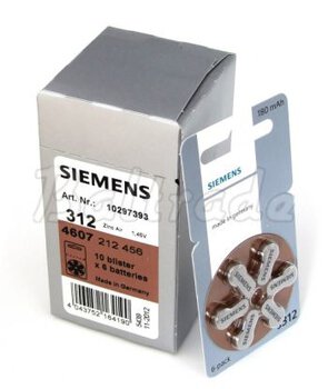60 x bateria cynkowo-powietrzna Siemens 312