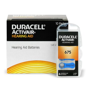 60 x baterie do aparatów słuchowych Duracell ActivAir 675