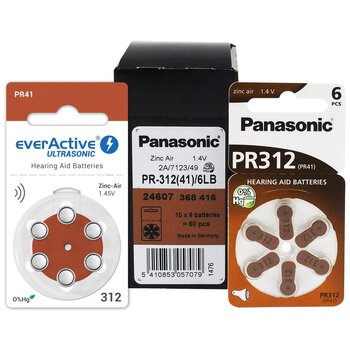 60 x baterie do aparatów słuchowych Panasonic 312 / PR312 / PR41 + 6 x everActive ULTRASONIC 312