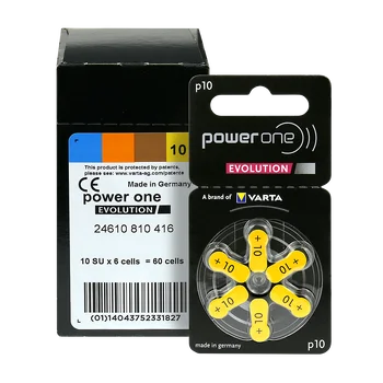 60 x baterie do aparatów słuchowych Power One Evolution Varta 10