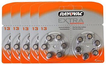 60 x baterie do aparatów słuchowych Rayovac Extra Advanced 13 (podwójny blister)
