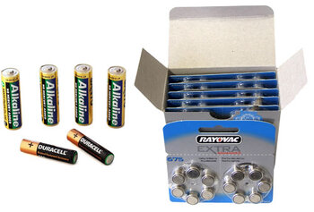 60 x Rayovac Extra Advanced 675 + 4 x LR6 Sanyo + 2 x LR03 Duracell