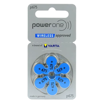 600 x baterie do aparatów słuchowych Power One Varta 675