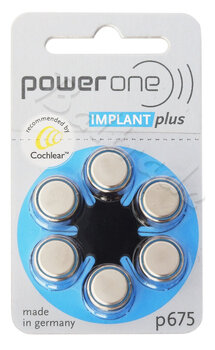 6x baterie do aparatów słuchowych Power One Implant Plus 675