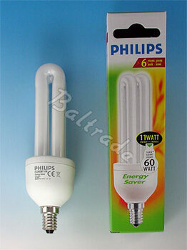 6x Świetlówka kompaktowa Philips Economy 11W/E14