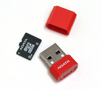 A-DATA microSDHC 4GB class 4 + mini czytnik V3 czerwony