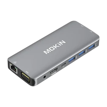 Adapter 10w1 MOKiN MOUC1801-J Hub USB-C to 2x USB 3.0 + USB 2.0 + HDMI + USB-C + microSD, SD + VGA + RJ45 + 3.5mm jack