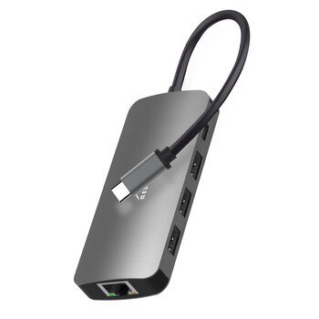 Adapter 8w1 Media-Tech MT5044 Hub Pro USB-C to 3x USB 3.0 + HDMI + USB-C PD + RJ45 + czytnik microSD / SD