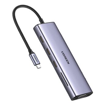 Adapter hub USB-C 10w1 Ugreen CM498 15601 3xUSB 3.0 + SD Card + TF Card + 1xUSB-C + 1xHDMI + 1xRJ-45 + 1xAUX 3.5mm + VGA