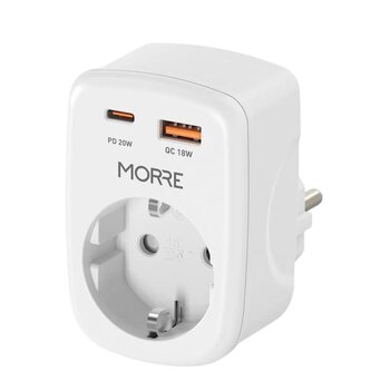 Adapter sieciowy MORRE M409 - 1 gniazdo AC, 1xUSB-C 20W, 1xUSB-A 18W Adapter sieciowy MORRE M409 - 1 gniazdo AC, 1xUSB-C 20W, 1xUSB-A 18W