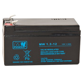 Akumulator AGM MW POWER seria MW 1,3-12 / 12V 1,3Ah T1