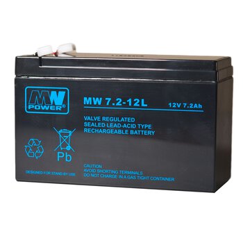 Akumulator AGM MW POWER seria MW 7,2-12L / 12V 7,2Ah T2