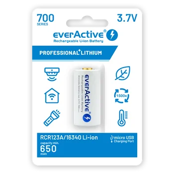 Akumulator everActive 16340 3,7V Li-ion 700mAh micro USB z zabezpieczeniem