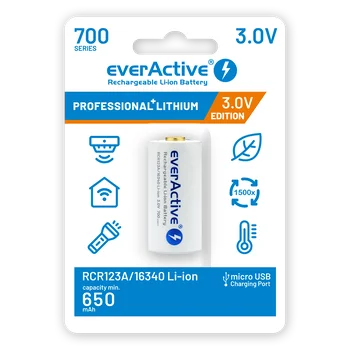 Akumulator everActive 16340 3V Li-ion 700mAh micro USB z zabezpieczeniem