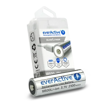 Akumulator everActive 18500 3,7V Li-ion 2100mAh USB-C z zabezpieczeniem BOX