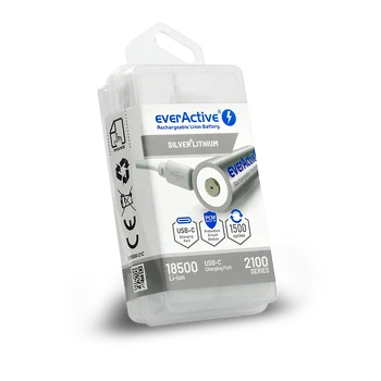 Akumulator everActive 18500 3,7V Li-ion 2100mAh USB-C z zabezpieczeniem BOX