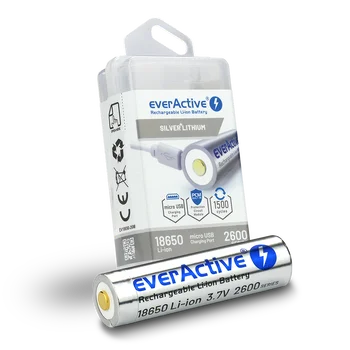 Akumulator everActive 18650 3,7V Li-ion 2600mAh micro USB z zabezpieczeniem BOX