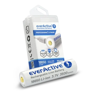 Akumulator everActive 18650 3,7V Li-ion 3500mAh micro USB z zabezpieczeniem BOX