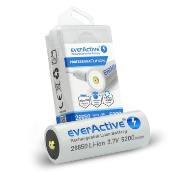 Akumulator everActive 26650 3,7V Li-ion 5200mAh micro USB z zabezpieczeniem BOX