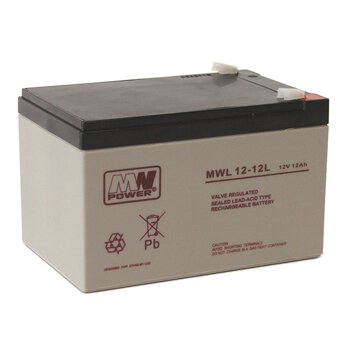 Akumulator AGM MW POWER seria MWL 12-12L / 12V 12Ah T2