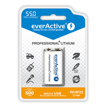 akumulatorek everActive 6F22/9V Li-ion 550 mAh