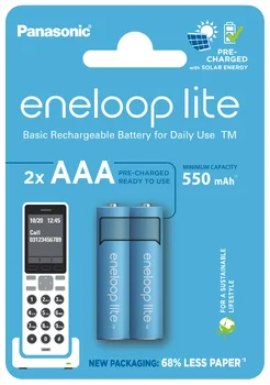 Panasonic Eneloop Lite DECT NEW R03 AAA 550mAh BK-4LCCE/2DE baterie (blistr) - 2 kusy