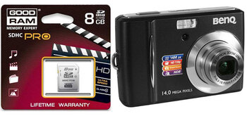 Aparat cyfrowy Benq C1430 czarny + SDHC 8GB Goodram class 10