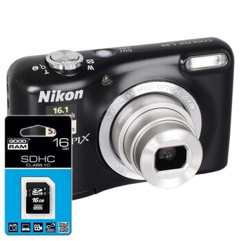Aparat cyfrowy Nikon Coolpix L29 czarny + karta SDHC 16GB
