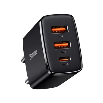 Baseus Compact CCXJ-E01 30W szybka ładowarka sieciowa z dwoma gniazdami USB QC3.0 oraz USB-C PD 3.0